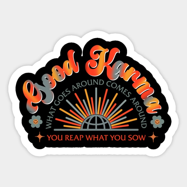 Good Karma, Positive Vibrations, and Vintage Good Vibes Sticker by Dezinesbyem Designs